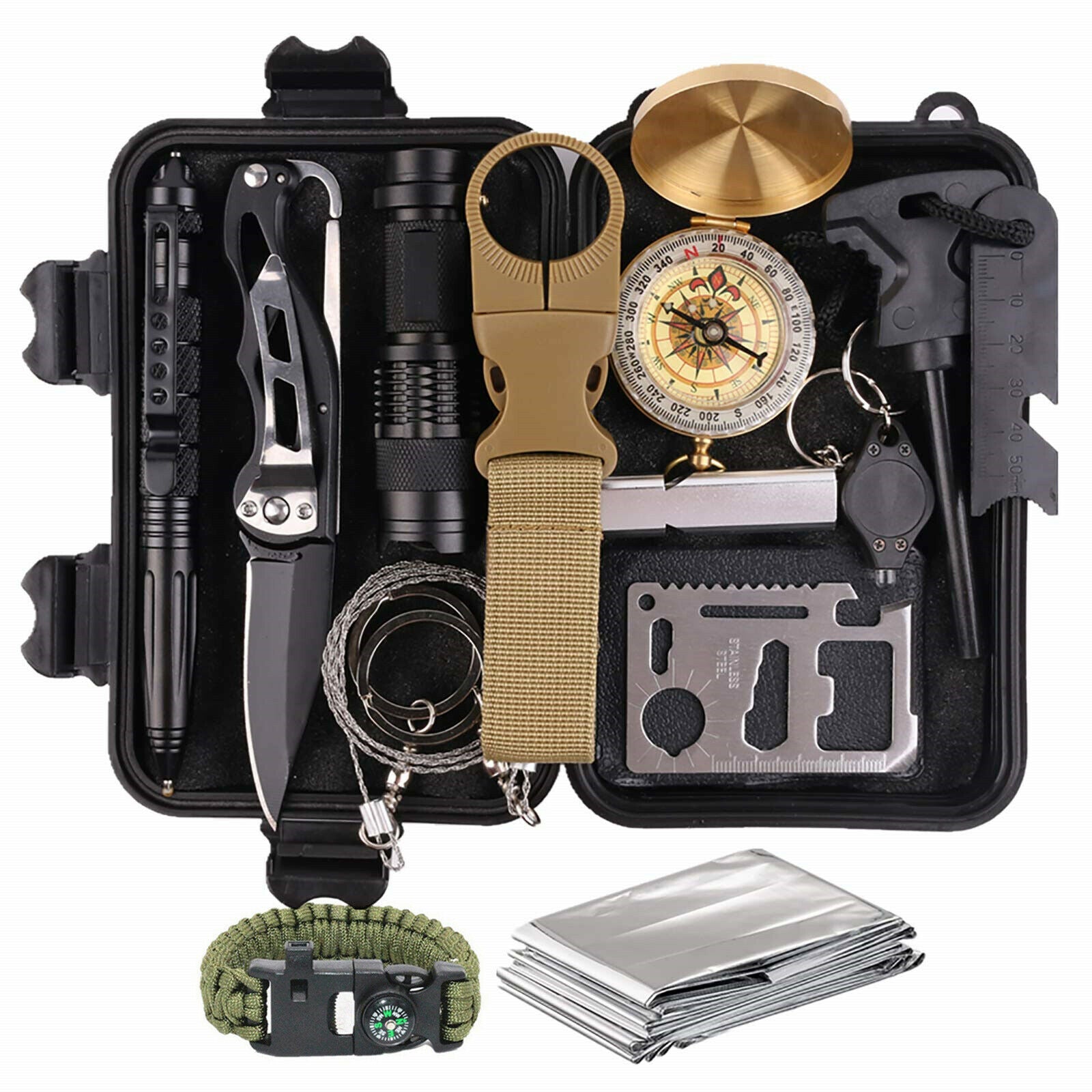 14-In-1 Outdoor Emergency Survival Kit Camping Hiking Tactical