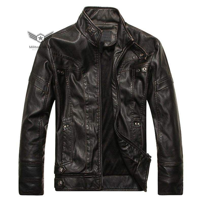  Military Matter Men Slim Fit Motorcycle Leather Jacket | The Best CS Tactical Clothing Store