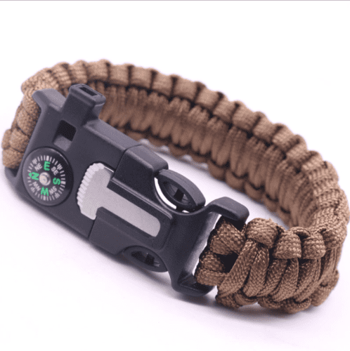 Buy PSK Paracord Bracelet 8-in-1 Personal Survival Gear Kit - Urban &  Outdoors Survival Bracelet , Fire Starter, Glass Breaker, Survival Whistle,  Signal Mirror, Fishing Hook, Compass (Sand Camo) Online at desertcartINDIA