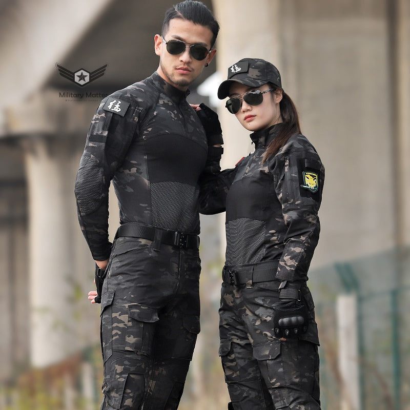Camouflage Army Suits Black Military Uniform Men Tactical Hunting Clothes  Mens Clothing Women Cargo Pants Python Pattern Jackets