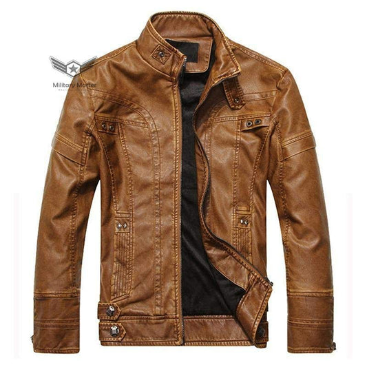  Military Matter Men Slim Fit Motorcycle Leather Jacket | The Best CS Tactical Clothing Store