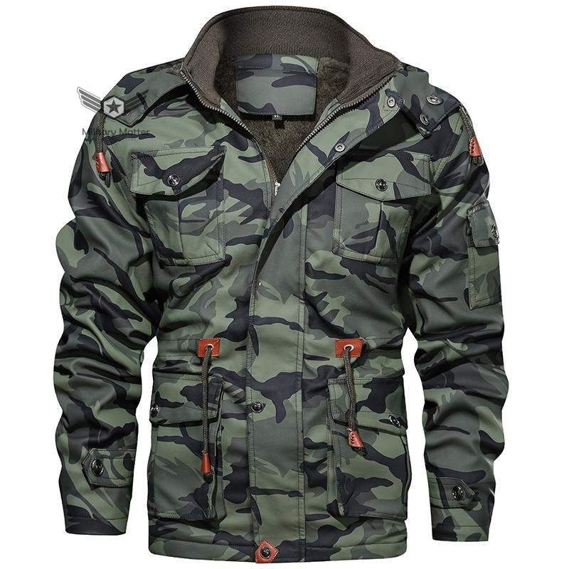  Military Matter Men Camouflage Pattern Hooded Leather Jacket | The Best CS Tactical Clothing Store