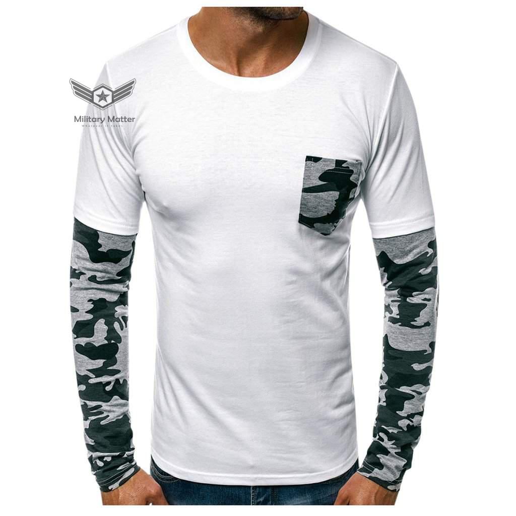  Military Matter Winter Men Solid Color Stitching Camouflage Round Neck Casual shirt | The Best CS Tactical Clothing Store